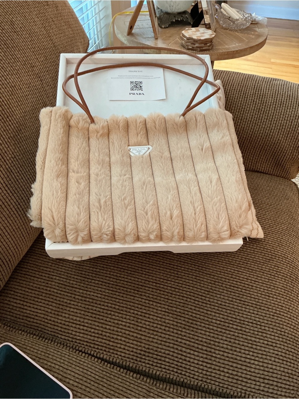 PRADA NWT Faux Fur Tan Tote GWP - Picture 6 of 6